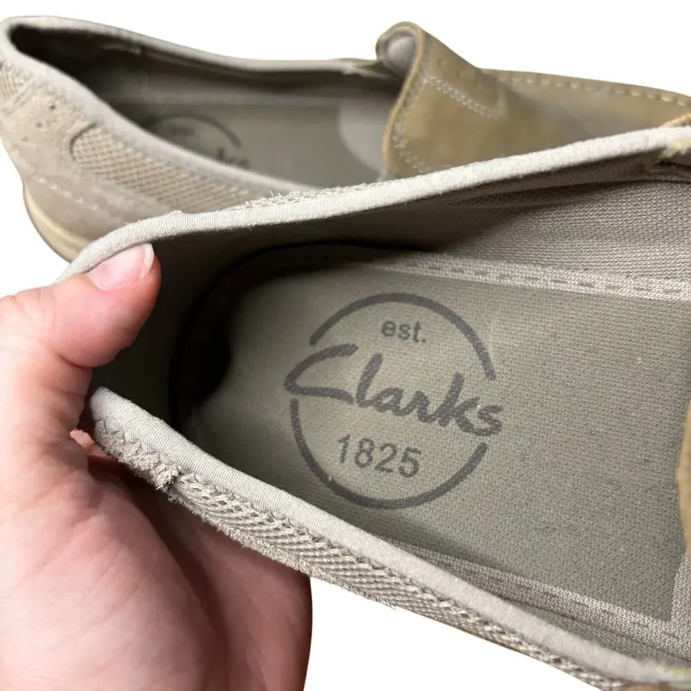 Clarks Armada Mens 11 M Beige Leather Casual Loafers Slip On Shoes Comfort
